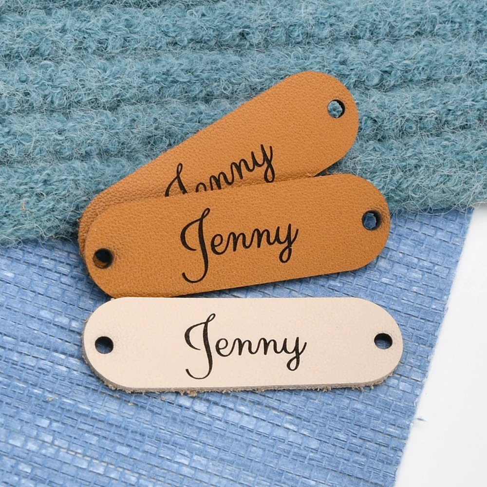 Personalized Labels, Genuine Leather , Leather Tags , Custom Crochet Labels, Laser Engraved, For Handmade Items, D505