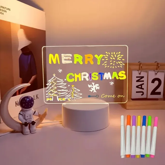 

Creative LED Writing Board Notepad 3D Visual Desk Lamp Girlfriend Gift Handmade Writing Board Decorative Ornament Acrylic