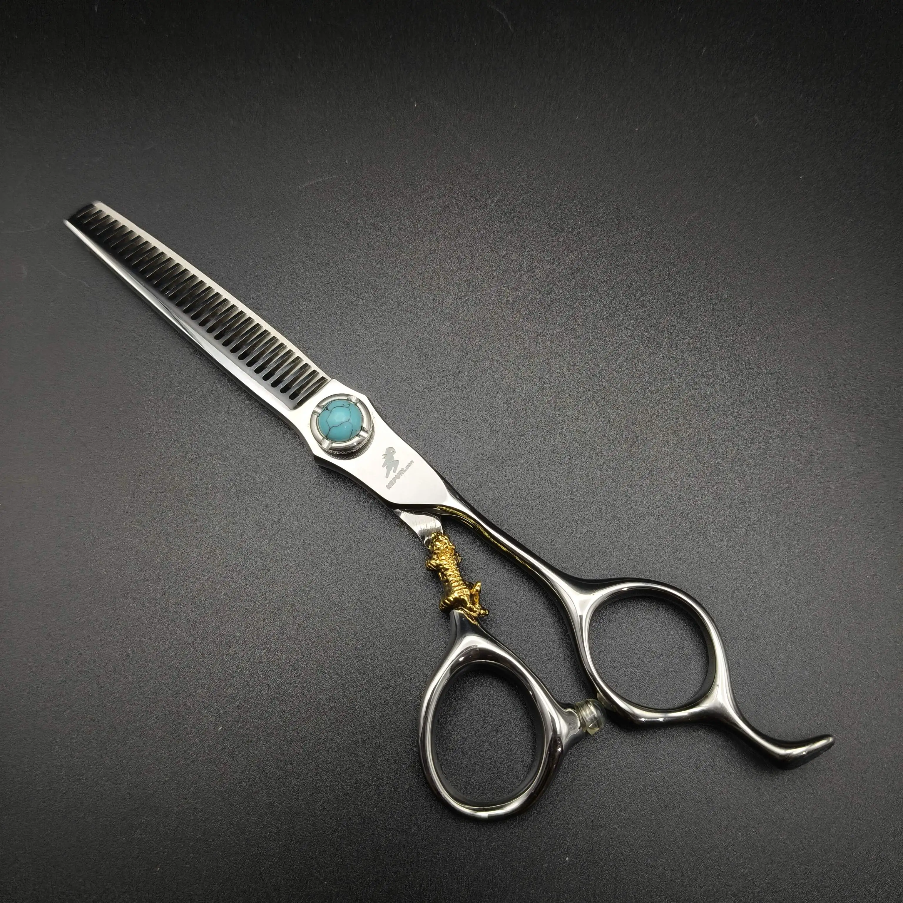 Freelander 6,0-Zoll Professionelle Friseurschere aus 440C Edelstahl mit Damaszener-Muster, Dünne Schere für Friseursalons – Detail 4