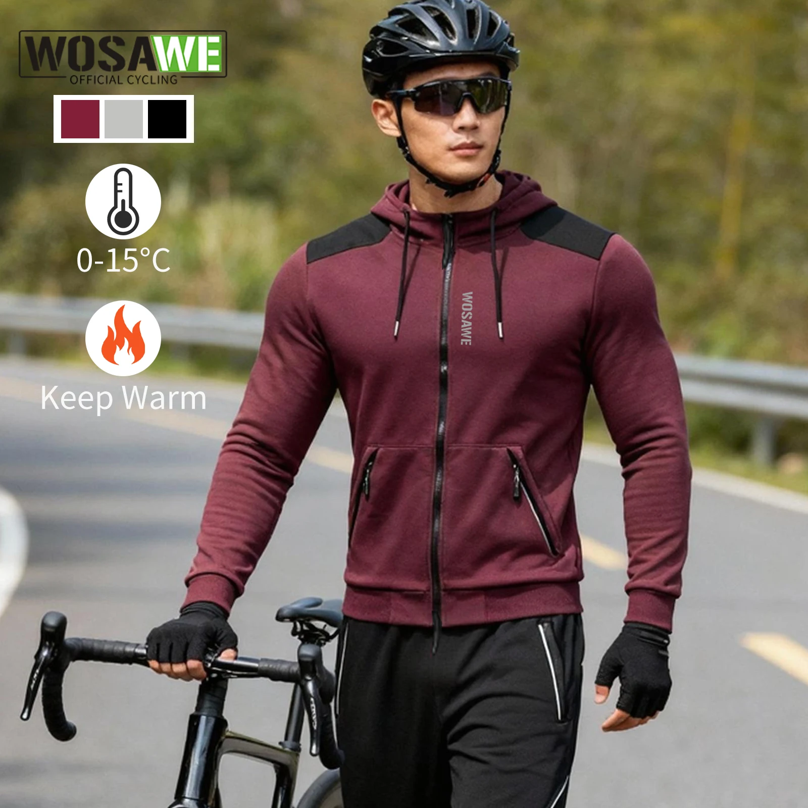 

WOSAWE Winter Warm Cycling Jackets Outdoor Warm Fleece Coat Thermal Motocross Bike Jacket insert Shoulder Elbow Back Protector