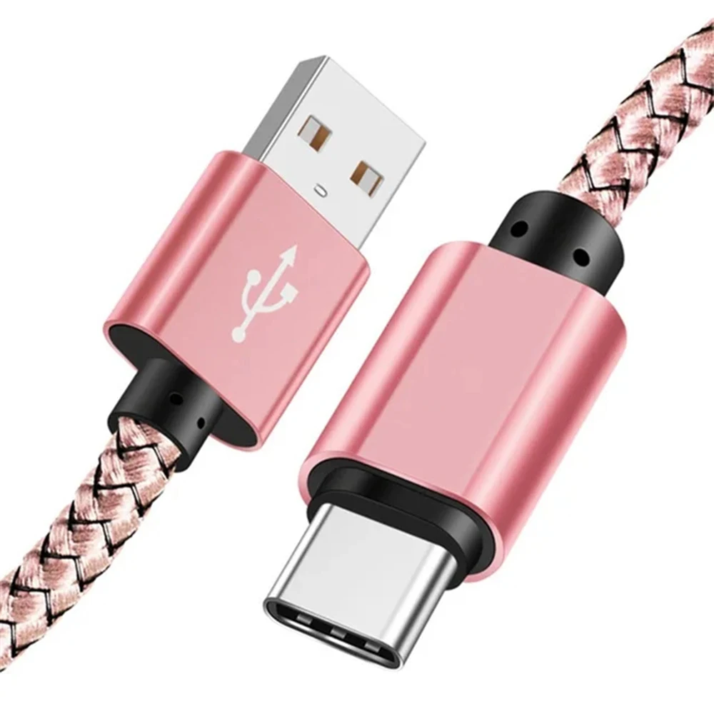 Nylon Datakabel Snelle Oplader USB A naar Type C Oplaadkabel Voor Huawei Samsung Android telefoon Type C Oplaadapparaat 1M 2M 3M