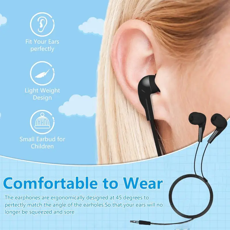 Wired Earbuds Kids Earbuds For School 3.5mm Jack In Ear Driver Wired Earphones For Laptops Phones Kids Women