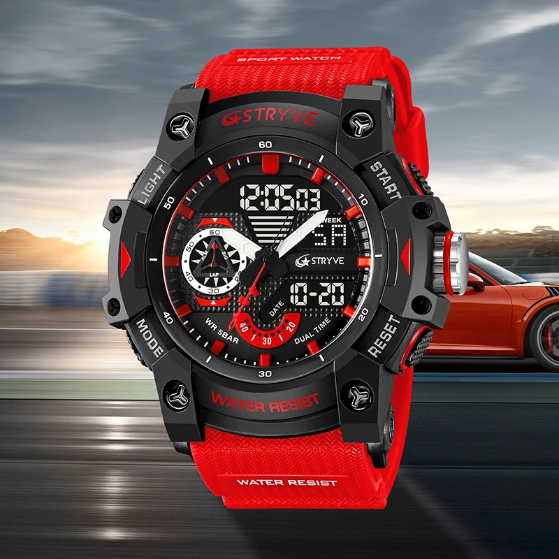 

Мужские часы, модные трендовые уличные многофункциональные спортивные часы, водонепроницаемые ночные часы с календарем, студенческие электронные часы