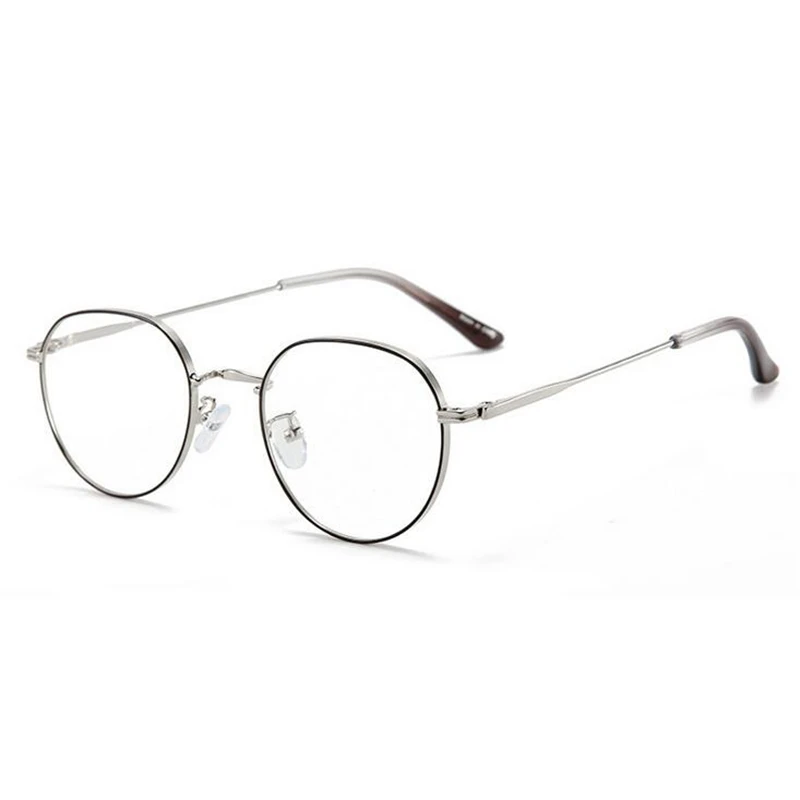 Metal Anti Blue Light Polygon Myopia Glasses Finished Women Men Photochromic Gray Prescription Eyeglasses 0 -50 -75 -100 To -400