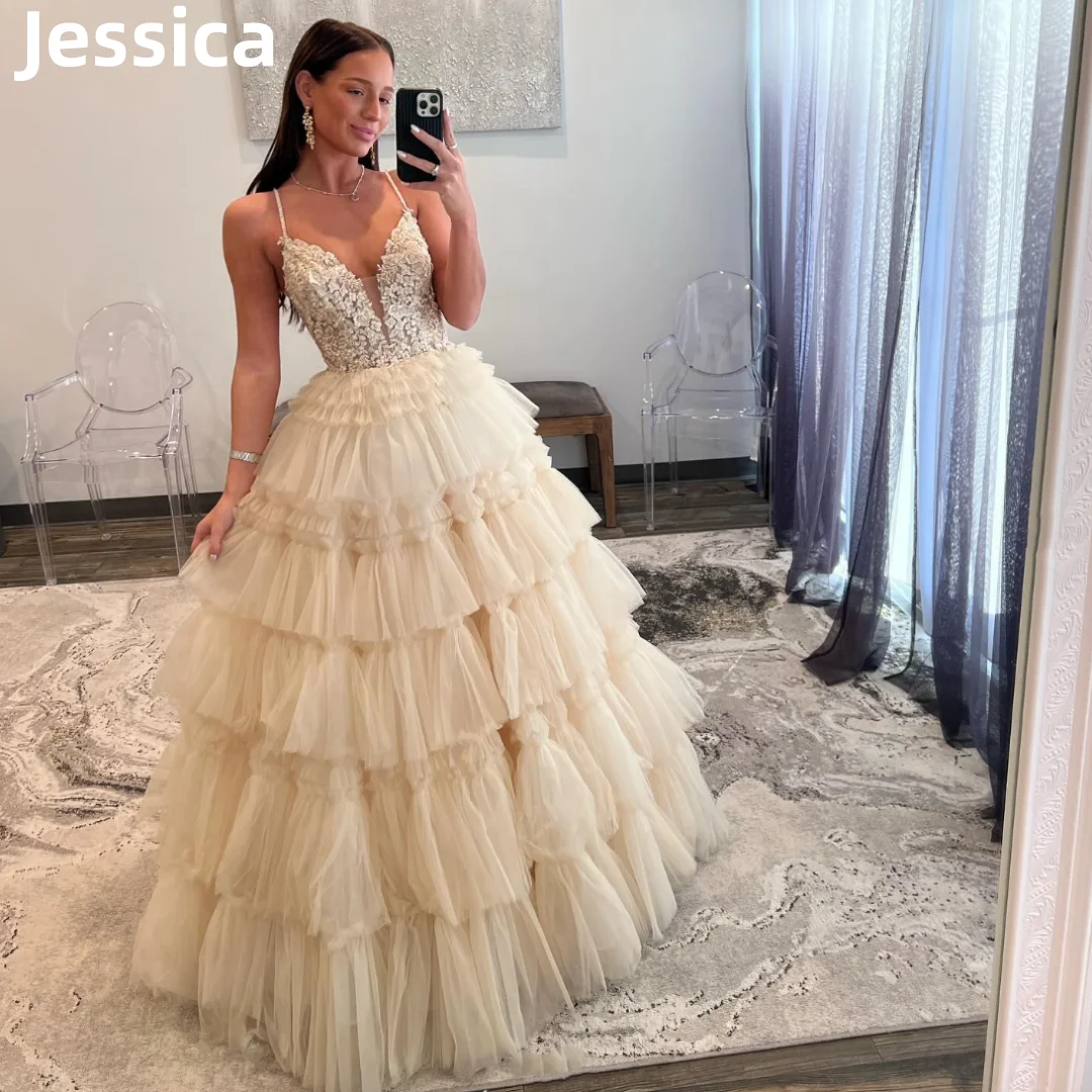 

Jessica Lace Appliqué Dresses Luxury Chiffon Princess Graduation Prom Dresses A-shaped Party Dressese 2024Vestidos De Noche