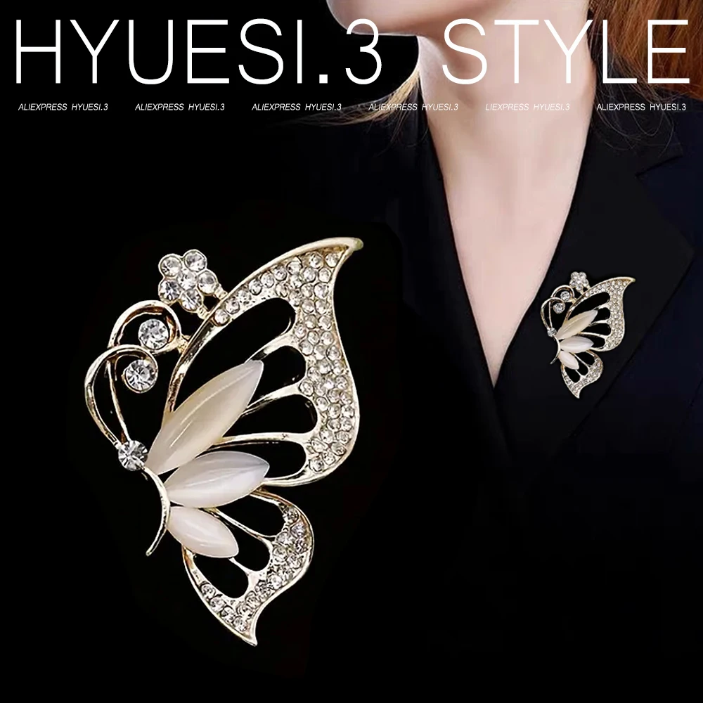 Elegant Rhinestone Butterfly Brooch Pins Zircon Insects Badge For Women Clothing Hat Decor Accessories Party Jewelry Gifts