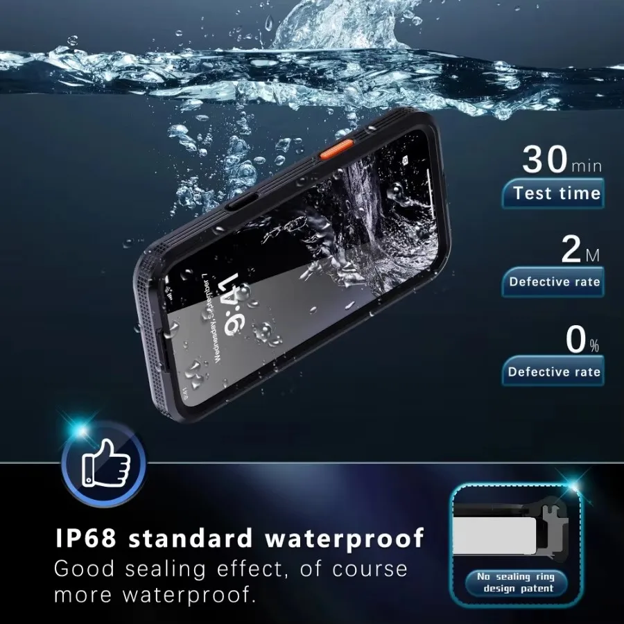 

Underwater IP68 Waterproof Diving Swim Phone Case For iPhone 16 Pro Max 16 Plus Silicone PC+TPU Dustproof Protect Magnetic Cover