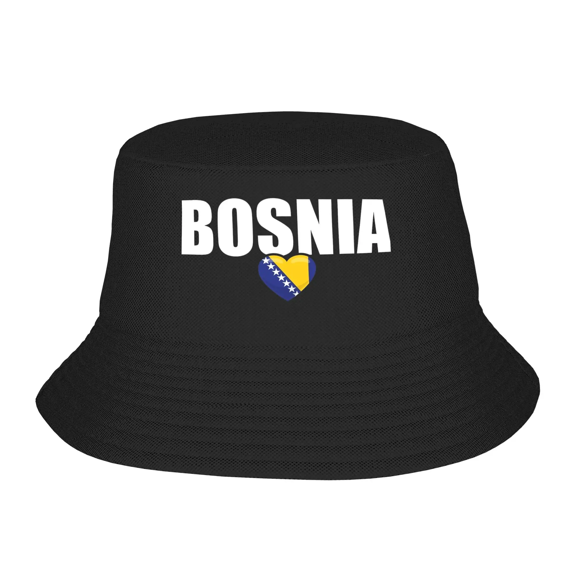 Unisex Kawaii Bucket Hats Bosnia and Herzegovina Flag Merch Bob Hat For Vocation Getaway Headwear Lightweight