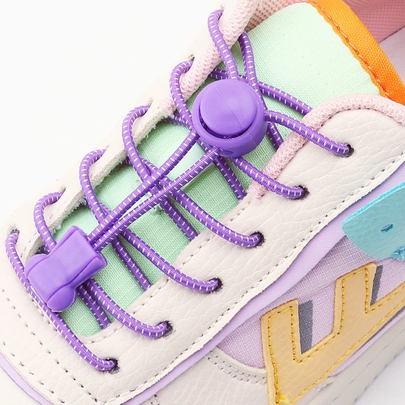 

2 Pair round Elastic Shoelaces No-Tie Lock Quick Release for Sneakers Kids & Adult Shoes Accessories Easy to Use Shoelaces