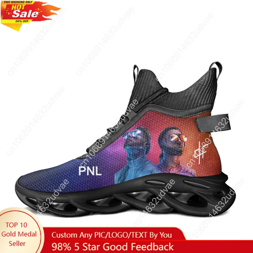 

Le Monde Chico High Top Running Shoes PNL Album French Rapper Mens Womens Casual Sneaker Mesh Footwear Custom Elastic Shoe Black