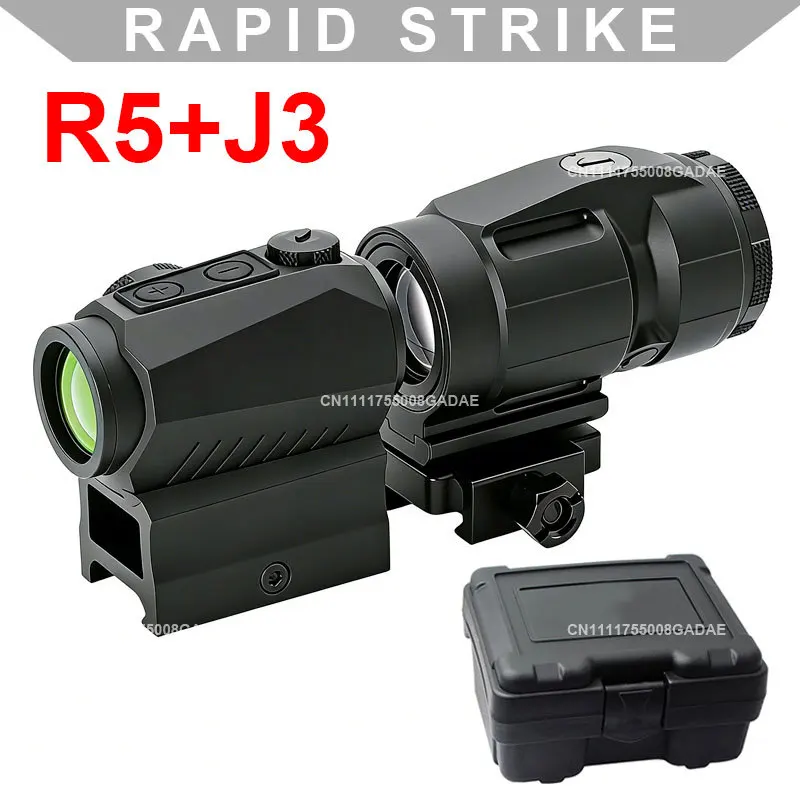 

R5 1x20mm Tactical Red Dot Sight JULIET3 Flip-To-Side 3X Magnifier Compact Rifle Sightscope for 20mm M1913 Picatinny Rail Mount