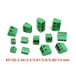 ミニPCBネジ留め式端子,10個,kf128-2.54/3.5/3.81/5.0/5.08/7.5mm,ケーブル用2 p3p銅