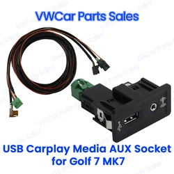 Carplay mídia aux mib2 mdi usb soquete interruptor instalar botão de tomada adaptador plug para vw golf 7 mk7 5g 0035222 E 5Q 0035726 E