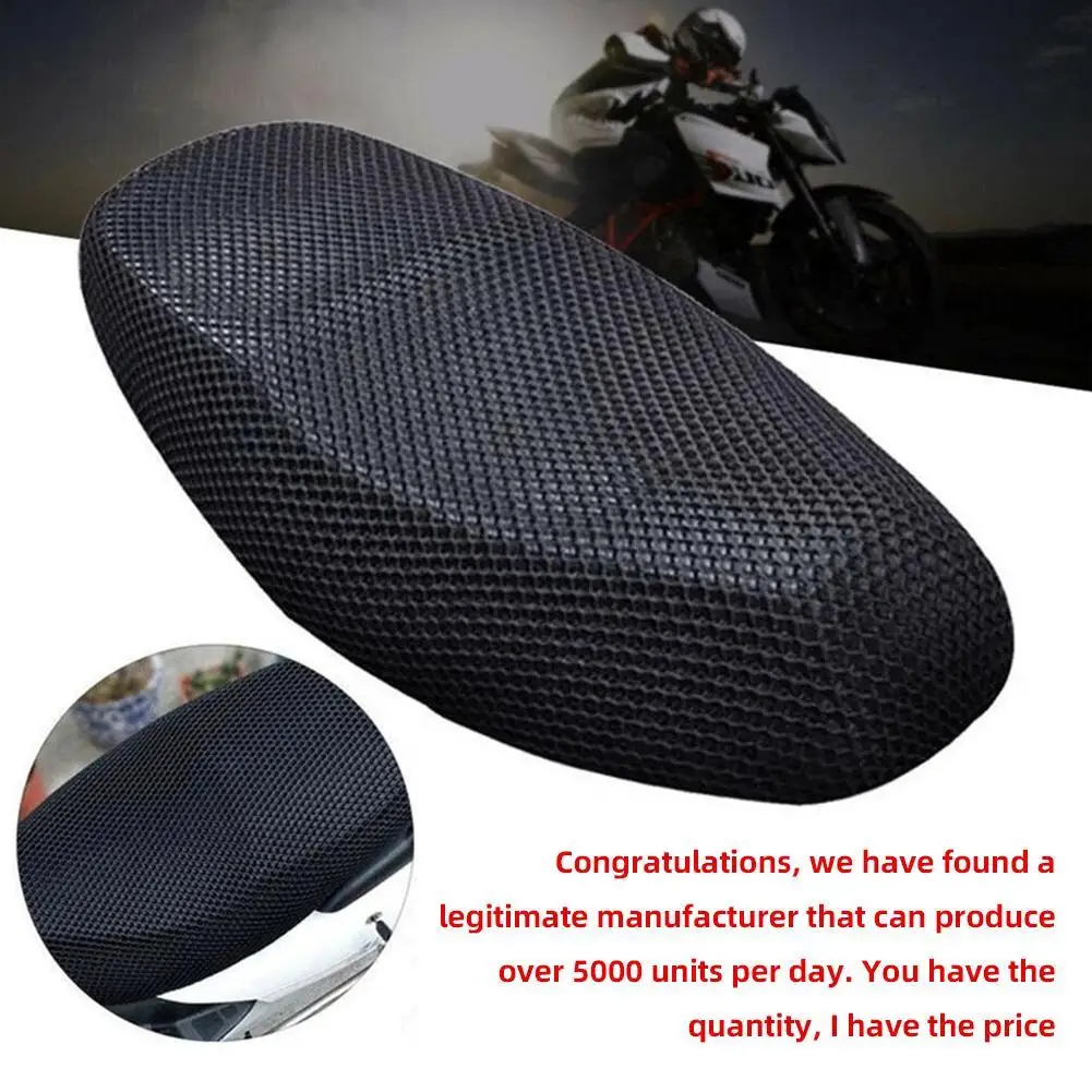 Motorcycle 3DMesh Fabric Anti-skid Pad Summer Heat Sun Protector Motorbike Protection Breathable Cover Cool Scooter Seat Cu K0S8