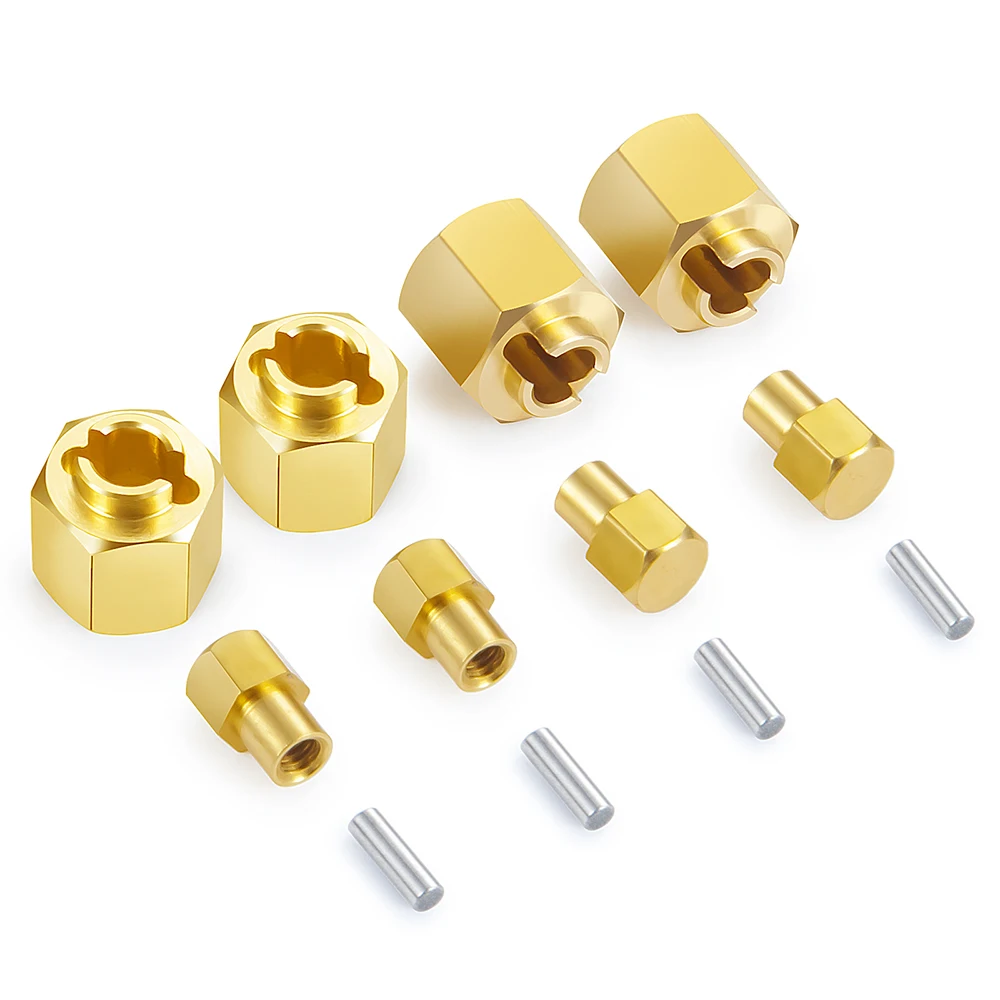 YEAHRUN 4PCS Brass Wheel Hex Adapter 5/6mm Extended Drive Adapter for Axial SCX24 All Series 1/24 RC Crawler Car Parts