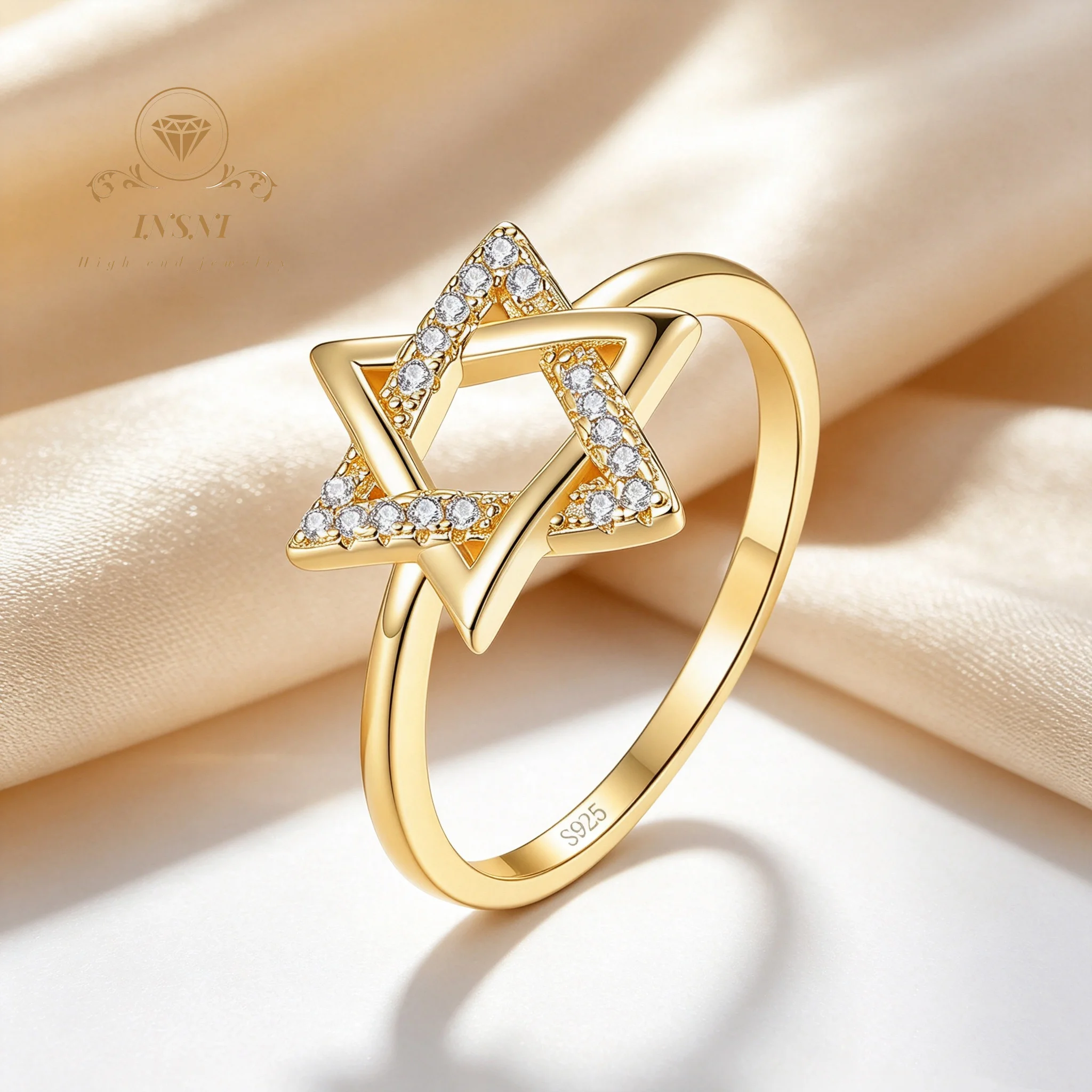 S925 Sterling Silver Ring for Women, Minimalist Chic Hexagram Full Moissanite Versatile Bestseller  Affordable Luxury Jewelry