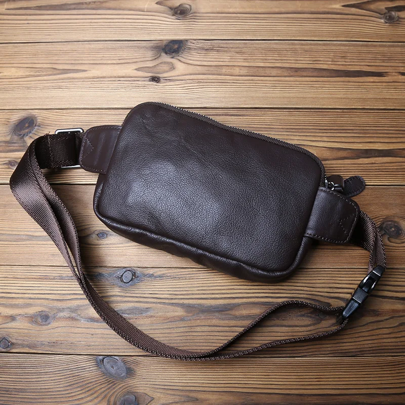 NZPJ Herren-Brusttasche aus echtem Leder, Umhängetasche aus natürlichem Rindsleder, lässige Umhängetasche, sportliche multifunktionale Handy-Hüfttasche – Detail 19