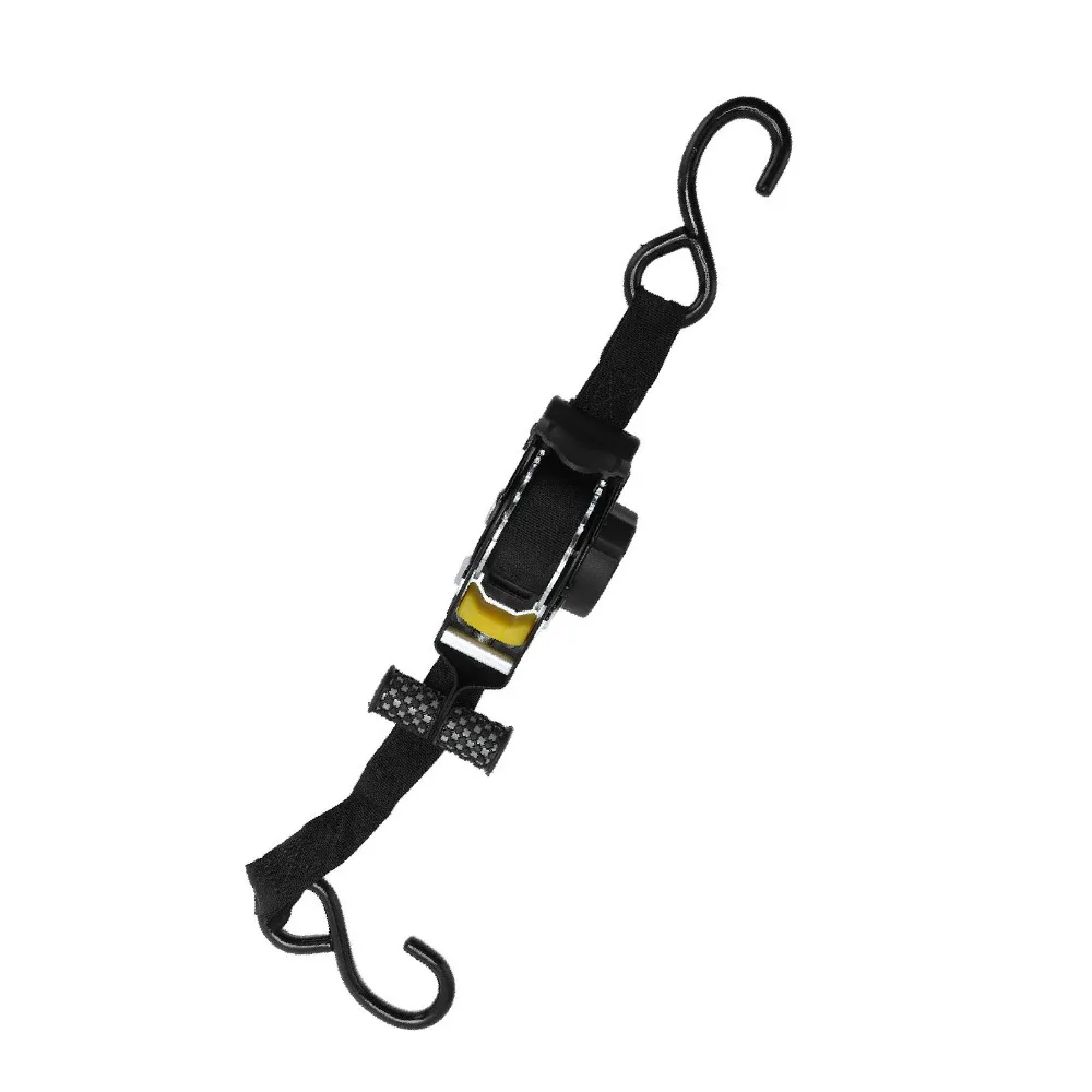 2pcs Durable Steel Auto Ratchet Strap Self Winding Balck Tie Down Strap Luggage Fixing Strap Roof Rack