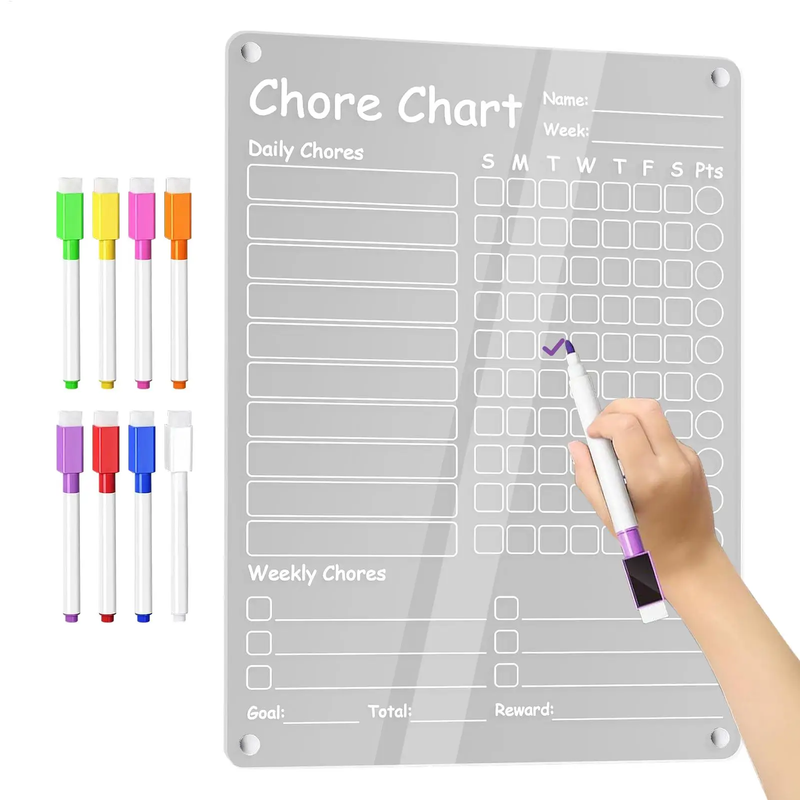 

Weekly Chore Chart Acrylic Magnetic Chore Chart Magnetic Erasable Planner Board For Routine Kids Teens Children Adult Family