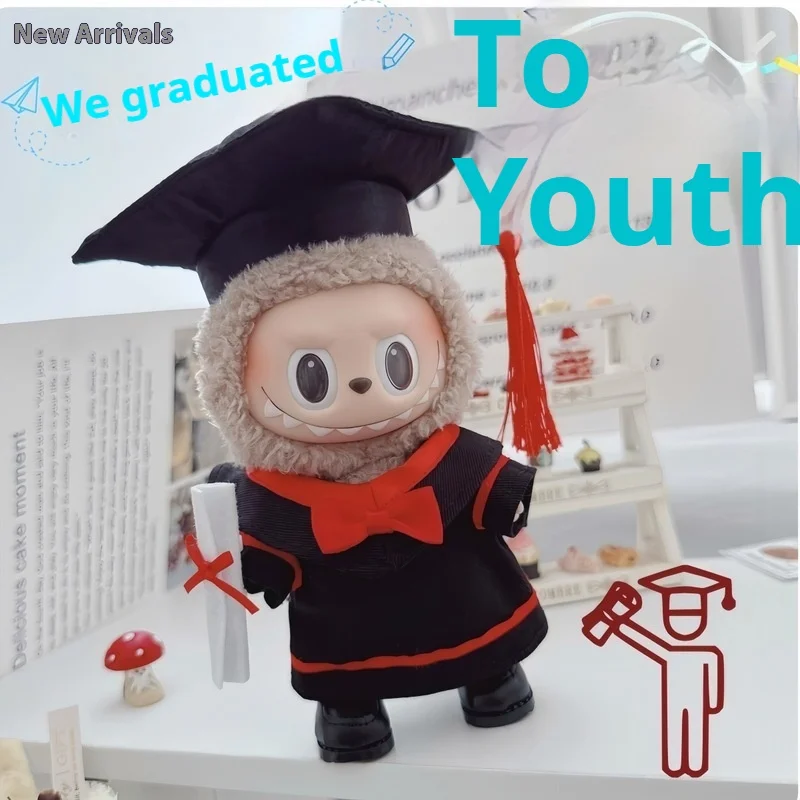 New For Labubu 15-17cm first second third generation graduation season outfit Dolls Clothes bachelor's outfit hat accessory Gift