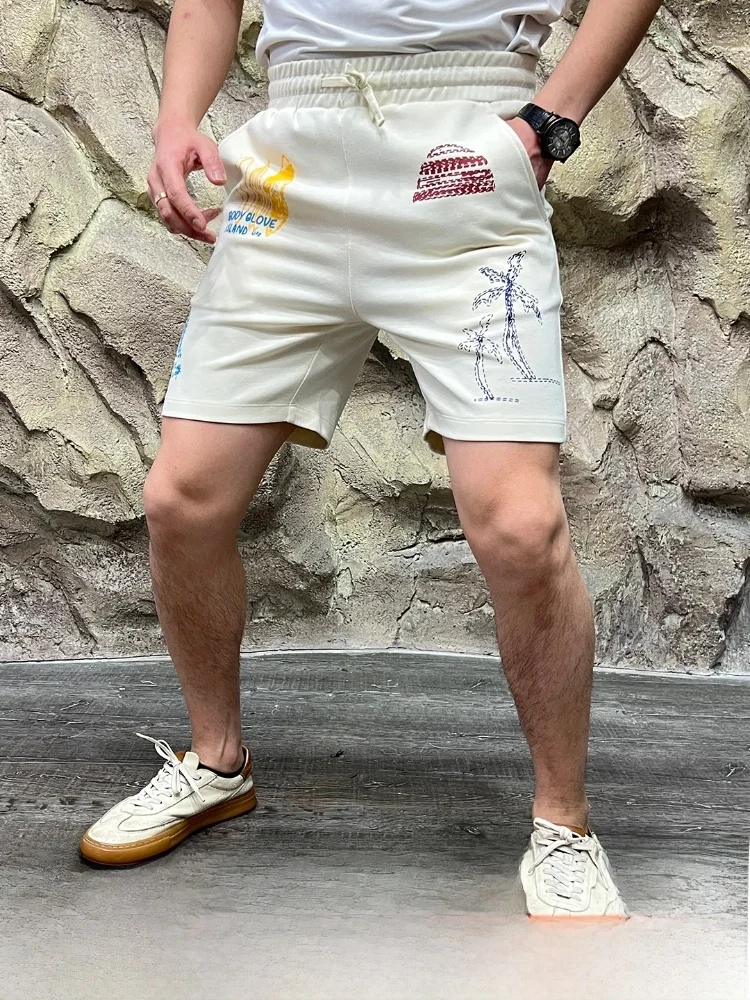 

Trendy American Sle Men's Summer Casual orts Elastic Waist Straight Leg ort Pants Youthful Energy Pure Color