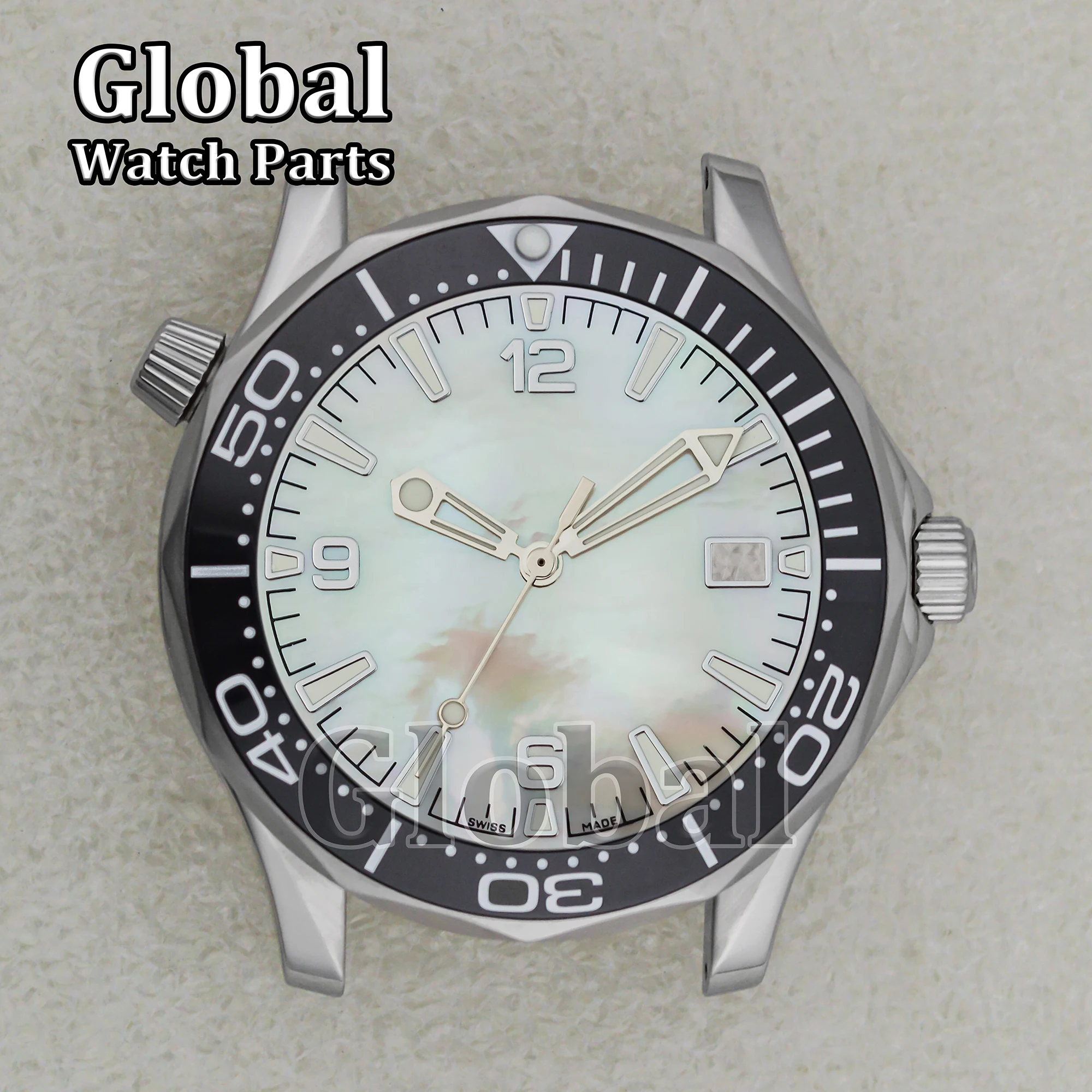 NH35 Dial Luminous Hands Watch Parts for Mod Seamaster 300 Stainless Steel Case Watch Accessories Repair Tool Fit NH35 Movement