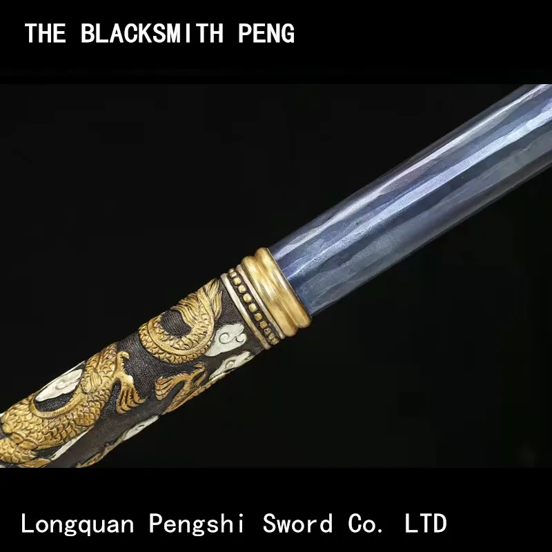 Solid titanium alloy dragon stick, bronze inlaid gold and silver golden cudgel Chinese martial arts swords Eighteen weapons