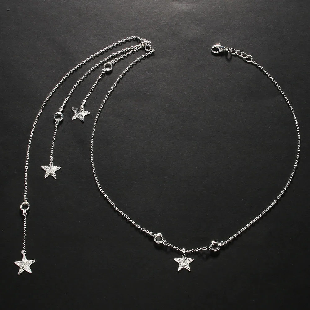 Elegant Bridal Star Back Chain Neckalce Festivel Jewelry for Women Stainless Steel Sexy Body Accessories Long Pendent Gift