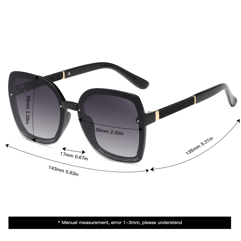 Vabbon moda feminina novos óculos de sol polarizados diamante incrustado óculos de armação grande esportes ao ar livre proteção solar óculos de condução, presente premium 267