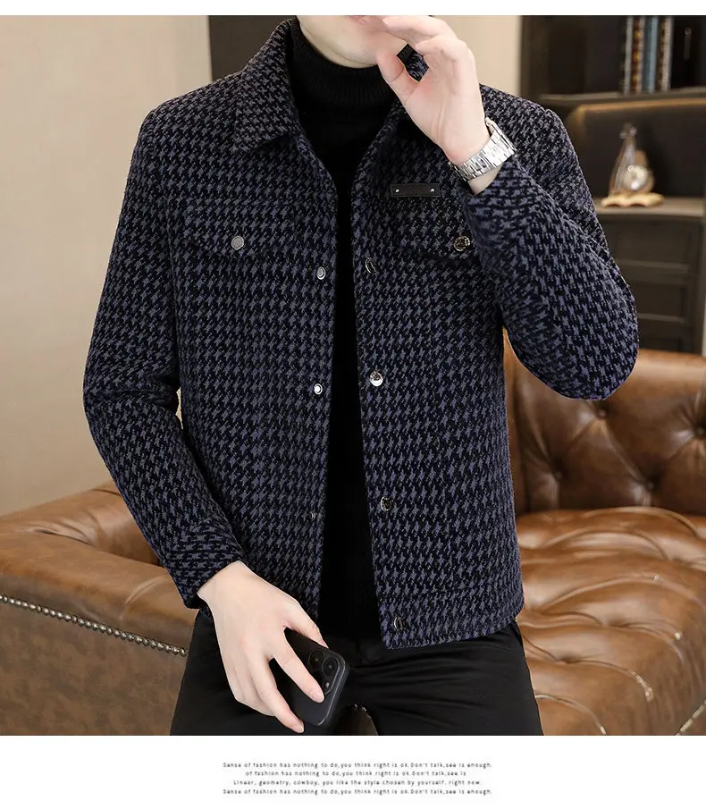 Modische Herren Fleece-Gefütterte Karierte Wolljacke 2026 Winter Lässiger Karierter Windbreaker Mantel Jugend Streetwear Top Parka Kleidung – Detail 13