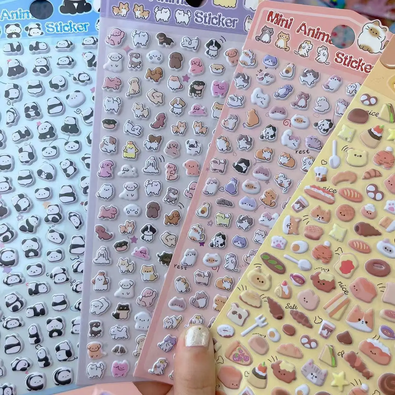 

4PC Mini Version of Cute Animal Sponge Stickers for Children Pandas Puppies Kittens Water Cups Mobile Phone Decoration Stickers