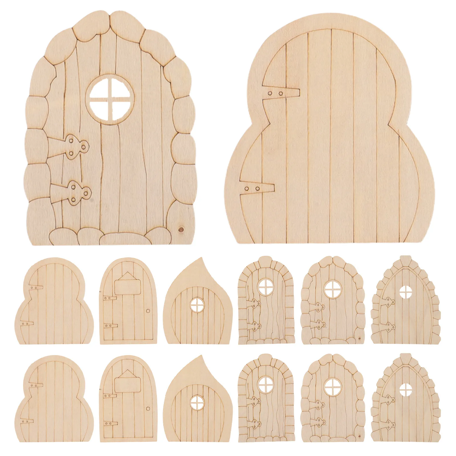 

24Pcs Wooden Fairy Door Miniature Garden Decor Handpainted Small Cottage Entry Mini Dollhouse Accessory Fairy Tiny Door