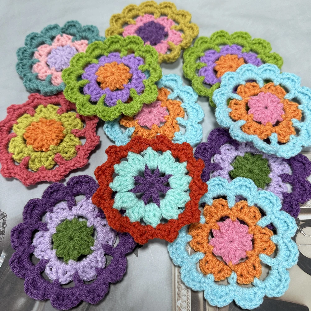 

Original DIY Blended Colors 9-10cm Coaster Handmade Crochet Doilies Wedding Table Decor Doily Placemat Clothes Accessories 30pcs