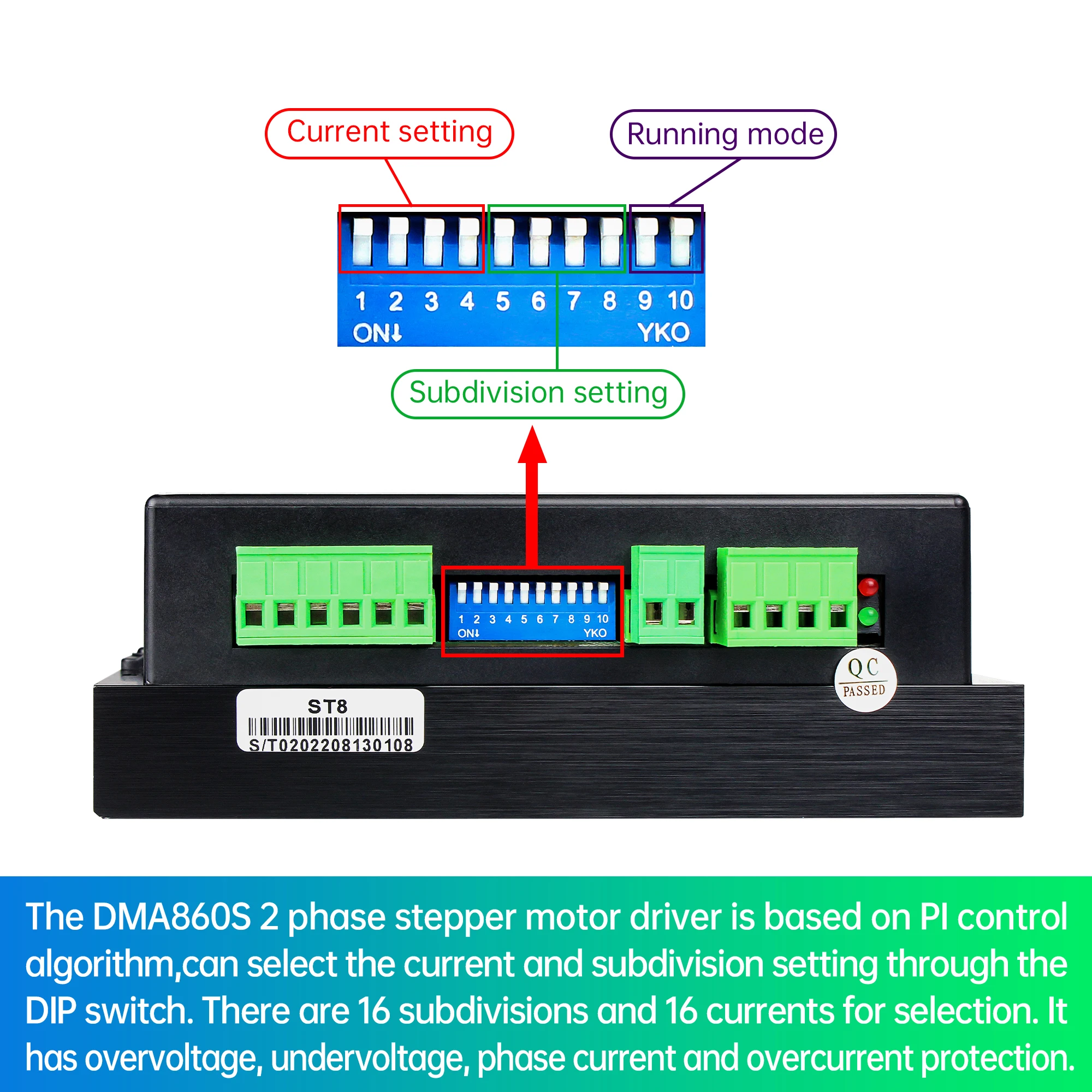 『EU Stock』New DMA860S Stepper Motor Driver Controller DC 18-160VDC / AC 18-110VAC, 2 Phase, for Nema34 86 Stepping Motor