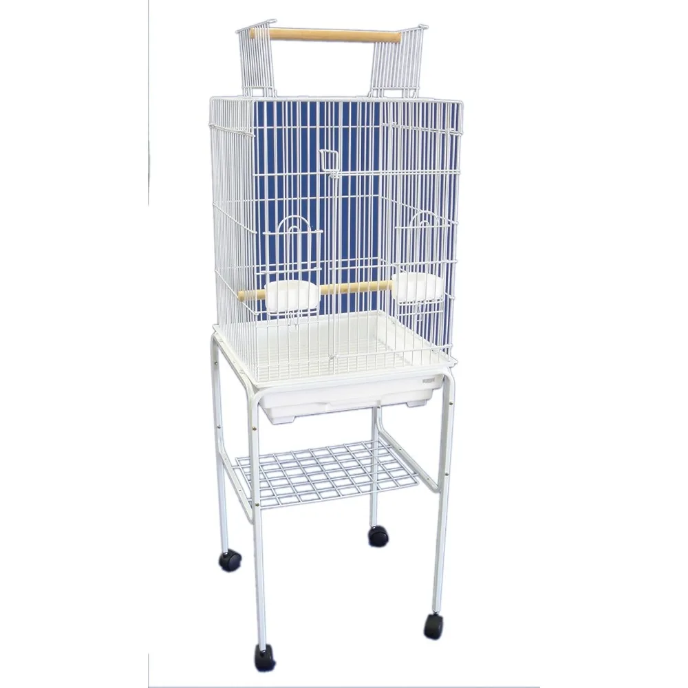 

5984 3/4" Bar Spacing Open Top Parrot Cage with Stand, 18" x 18 x 56/Small, White