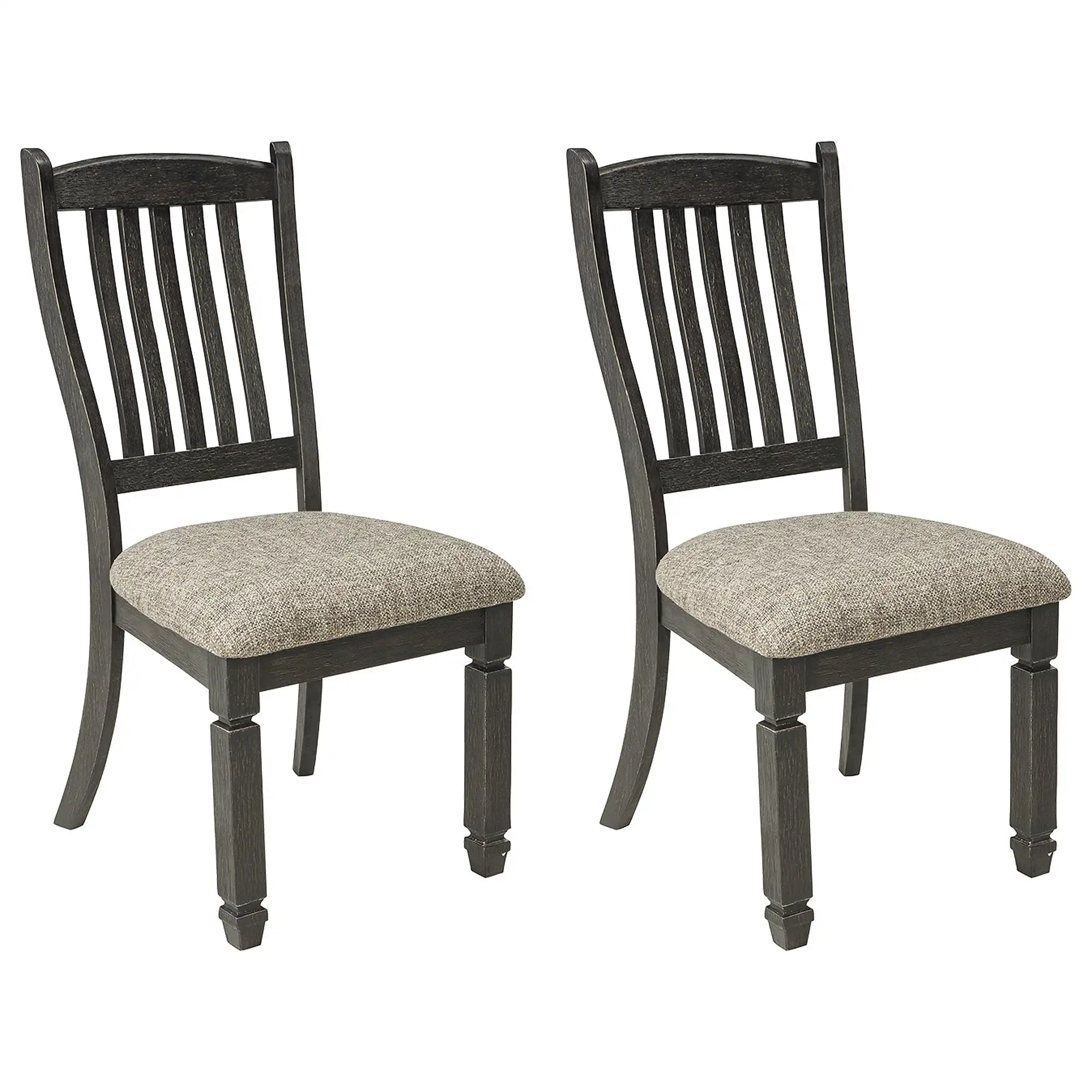 

Dining Room Upholstered Chair Set of 2 Antique Black Made of Solid Wood Textured Black Finish Polyester Upholstery