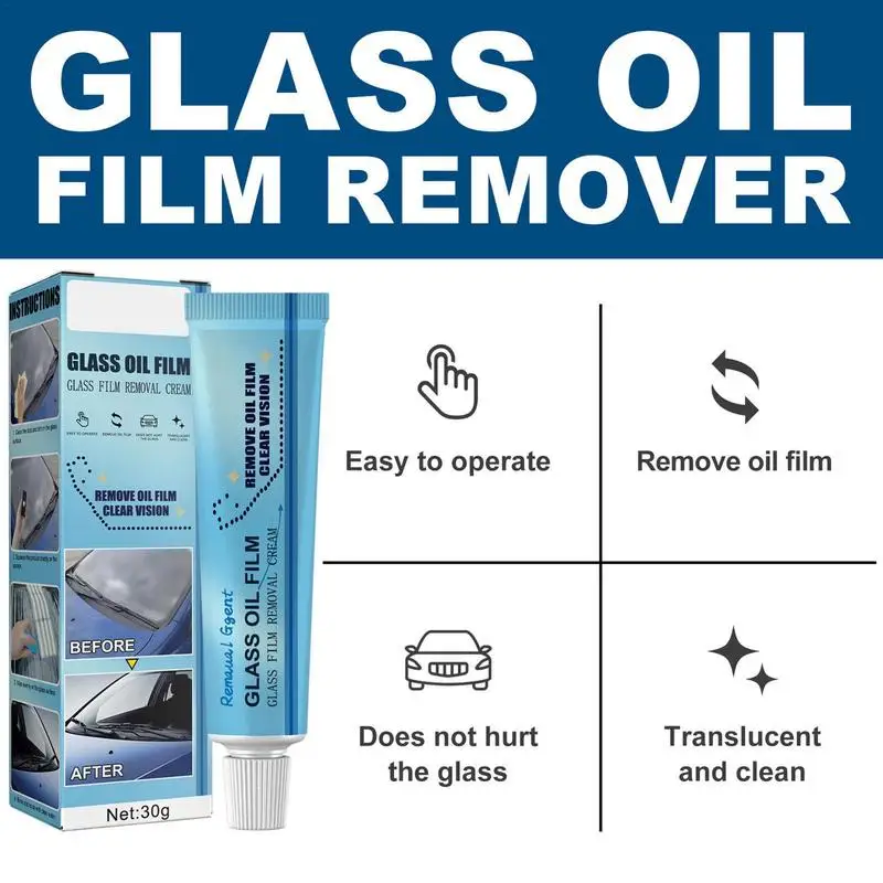 Glass Oil Film Removal Cream With Sponge And Cloth Car Windshield Window Heavy Oil Stain Cleaner For car windshields and windows