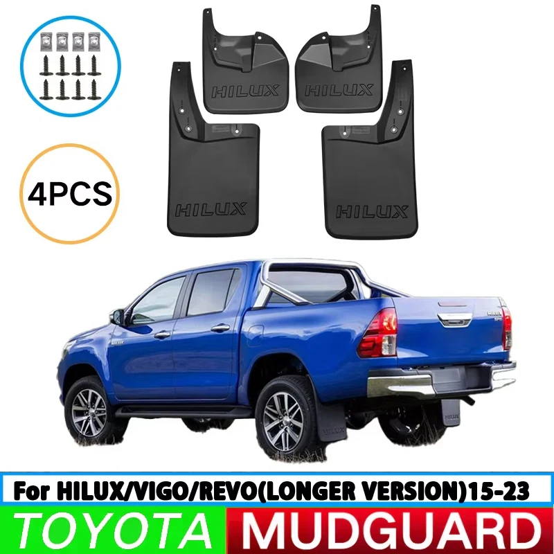 Para Toyota Hilux Hilux Vigo Revo 2015-2023 guardabarros trasero extendido para neumático de coche protector contra salpicaduras guardabarros de rueda delantera y trasera 4 Uds