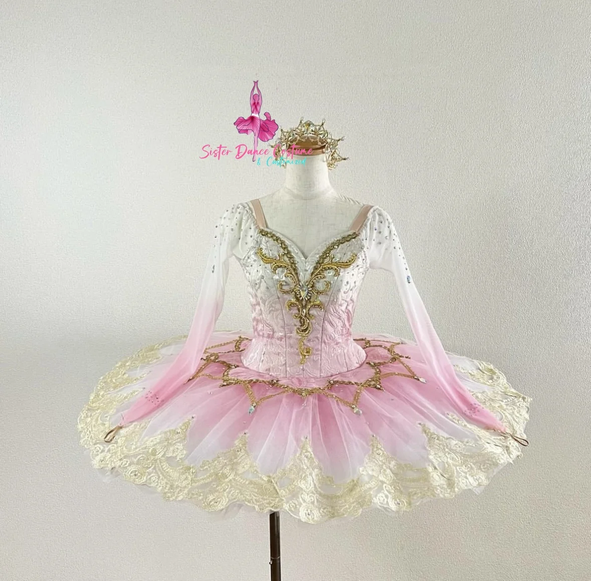 High-end custom Sleeping Beauty Variations tutu Adult children Pink gradient show contest dress women's costume