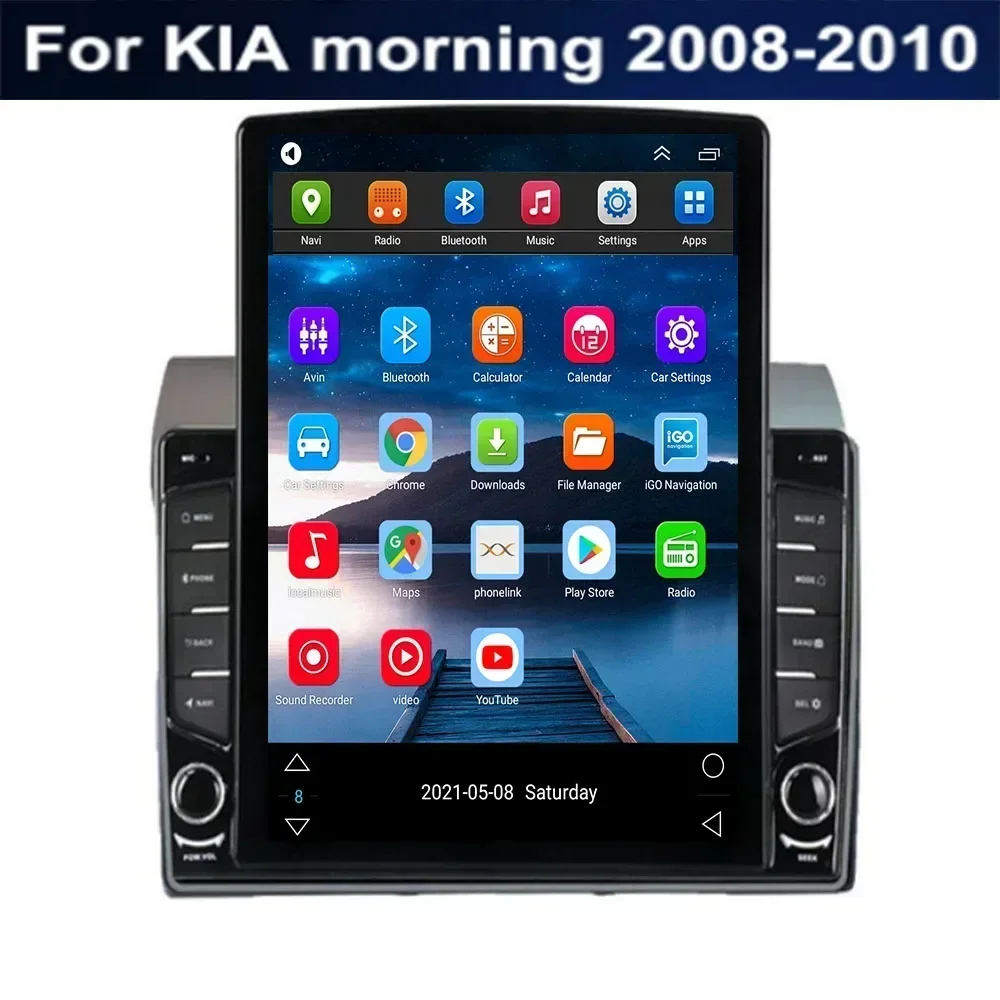 For Tesla Style 2Din Android 13 Car Radio For KIA Morning 2008-2010 Multimedia Video Player GPS Stereo Carplay DSP RDS Camera