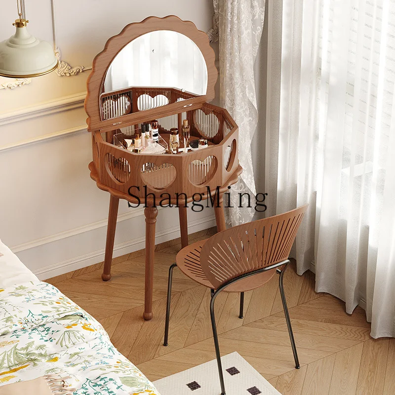 

ZYY medieval dresser retro makeup table hidden mirror small apartment bedroom storage table