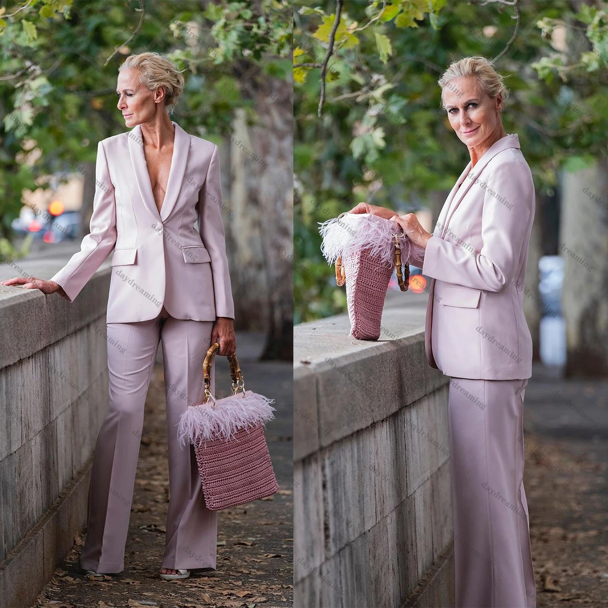 Traje elegante de 2 piezas para mujer, traje con solapa de Chal, Blazer de un botón, pantalones acampanados hechos a medida, vestido de oficina diario para dama