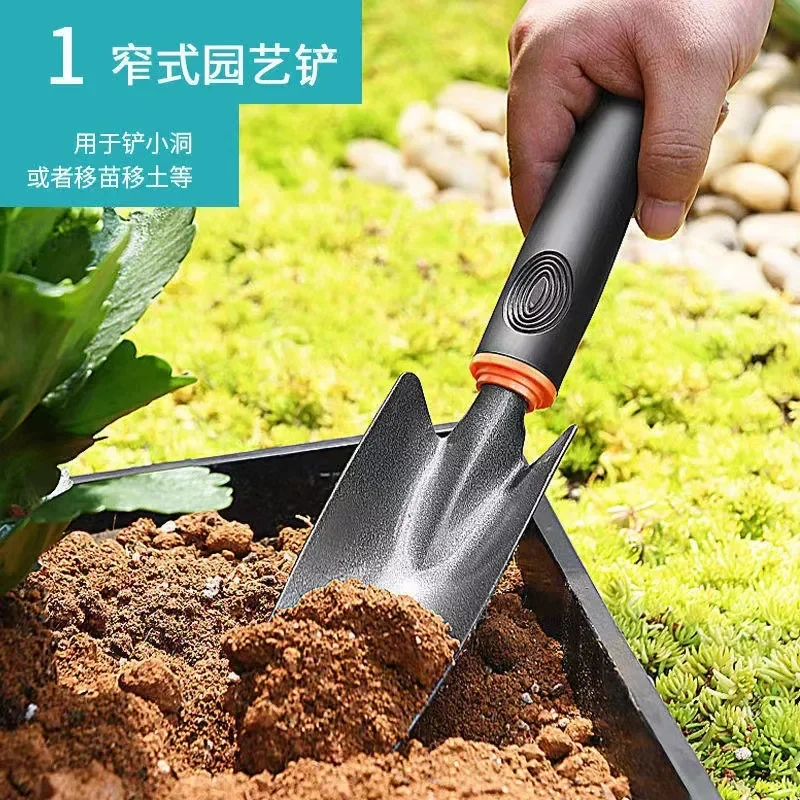 4 Piece Garden Tool Set with Vinyl Handle Five Tooth Hoe and Shovel for Flower Planting Weeding Digging Outdoor Gardening
