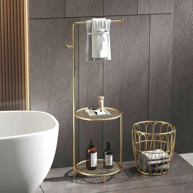 

Toilet rack multi-storey luxury bathroom washstand towel rack floor toilet movable pulley storage rack