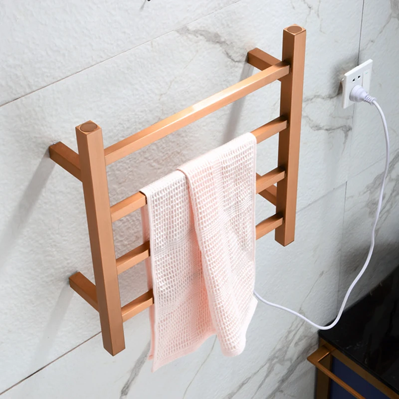 Hotel Engineering electrical heated rose gold bath towel rail towel warmer rack ladder