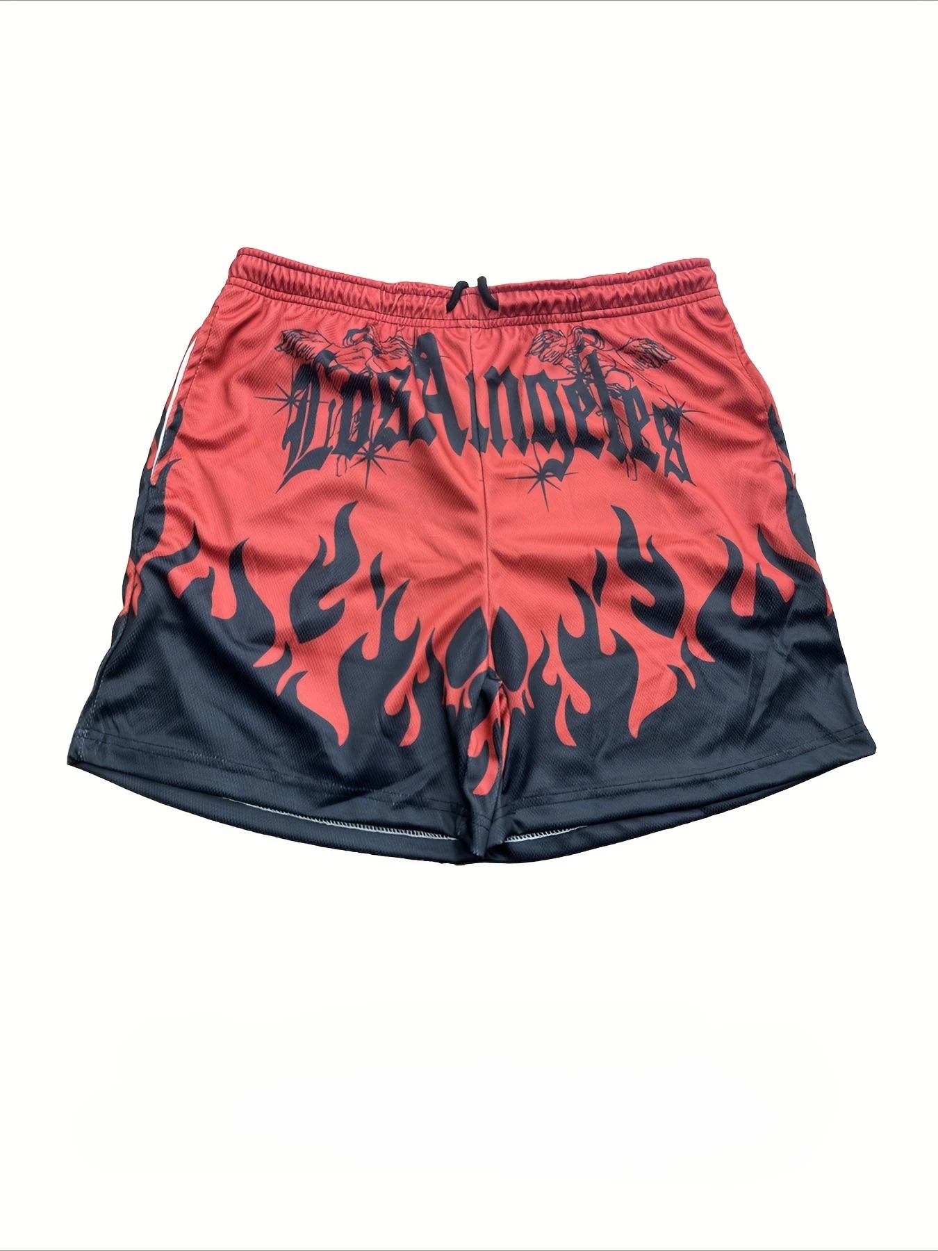 

Los Angeles Shorts Breathable Adjustable Drawstring Flame Graphic Design Ideal Basketball Soccer Running Training Shorts Moto