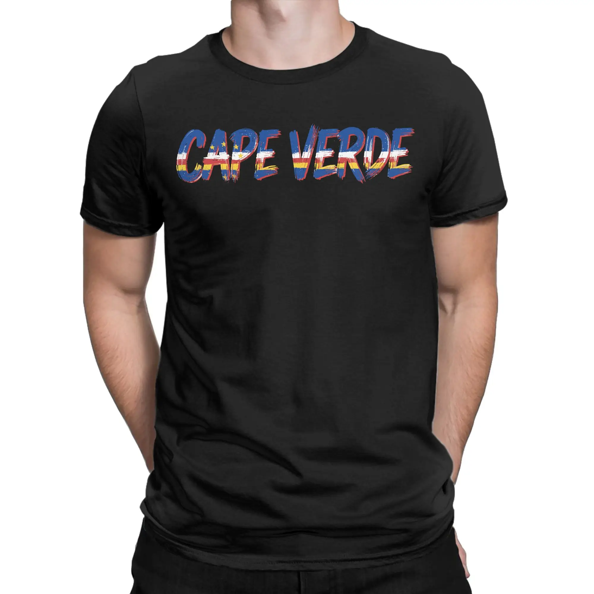 Cape Verde Flag Cabo Verde T-Shirt for Men  Novelty Cotton Tee Shirt Crewneck Short Sleeve T Shirts Unique Clothing