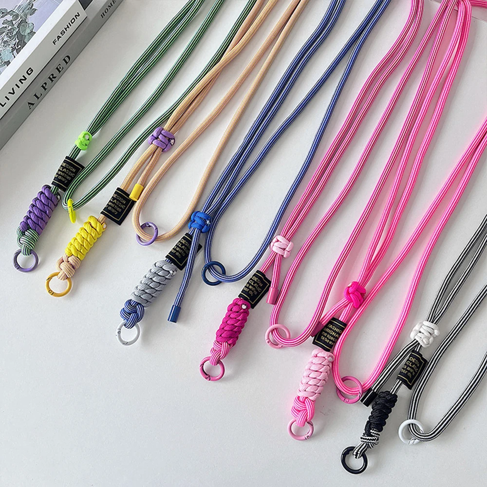 Carrying Mobile Phone Colorful Woven Lanyard Adjustable Bag Crossbody Rope Anti-loss Rope Wrist Strap Lanyard Outdoor Simple