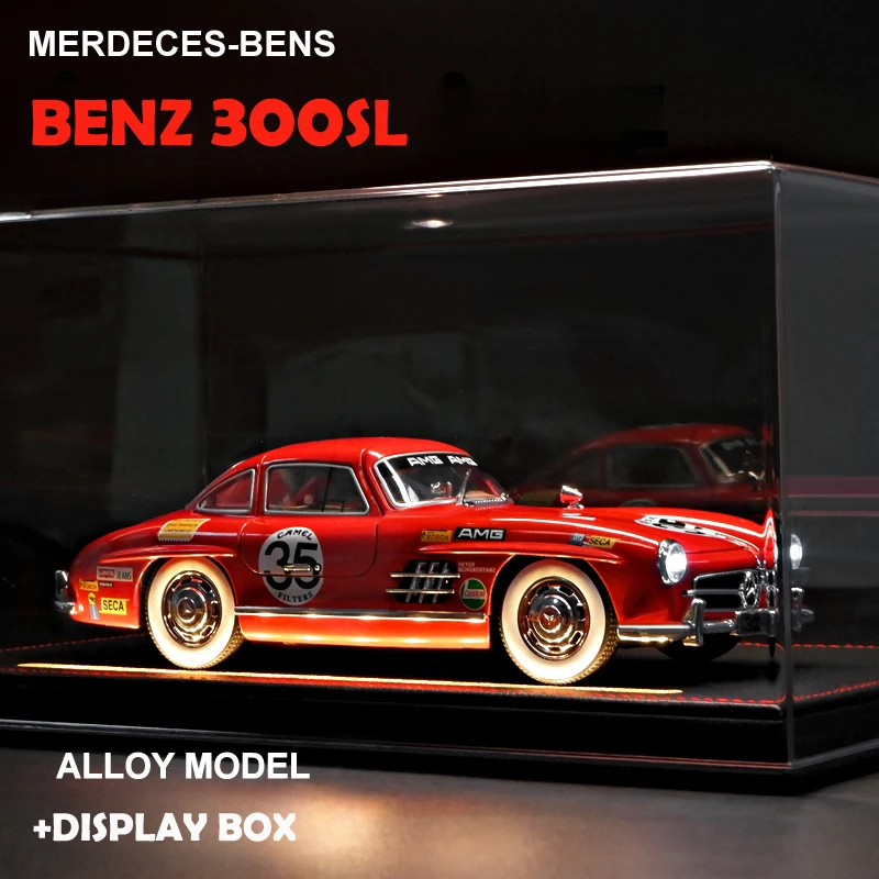 Diecast 1/24 Benz 300SL Vintage Car Model Collective Gull Wing Voiture Miniature Toy Vehicle Boy Birthday Gift Home Decor