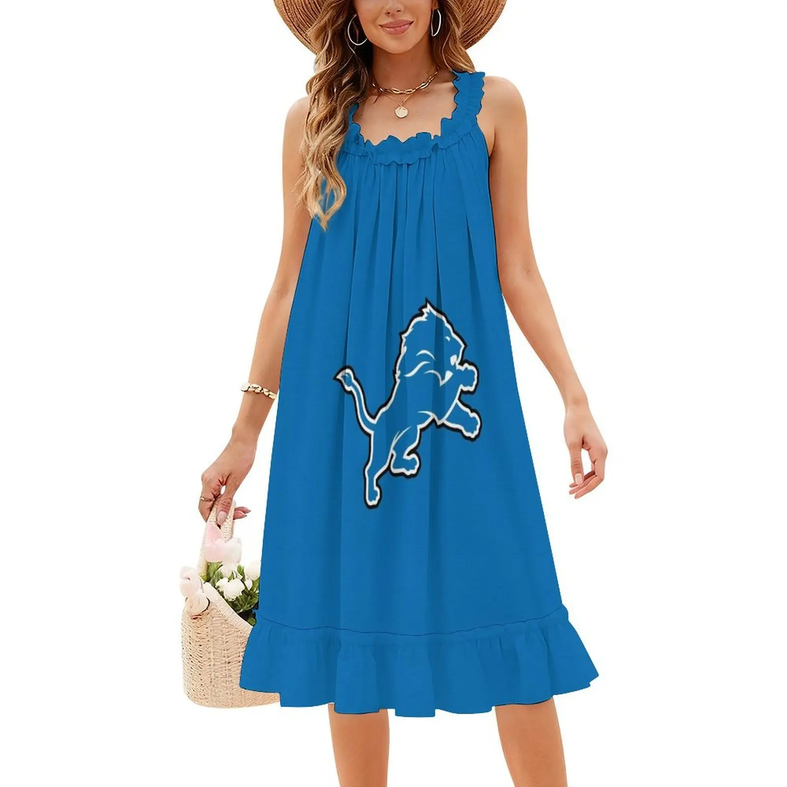 فستان قصير على طراز Lions Preppy للنساء على شكل حرف a فضفاض مناسب فستان يوم غير رسمي رياضي للرجال والنساء ملابس نسائية ممتعة للتدريب